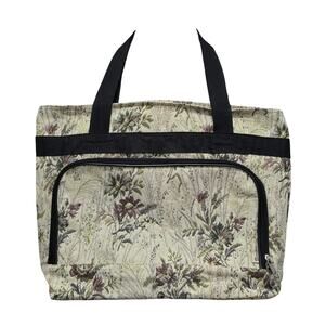 Vintage Bovano USA Floral Tapestry Tote Carry All Travel Bag Groceries Food &+